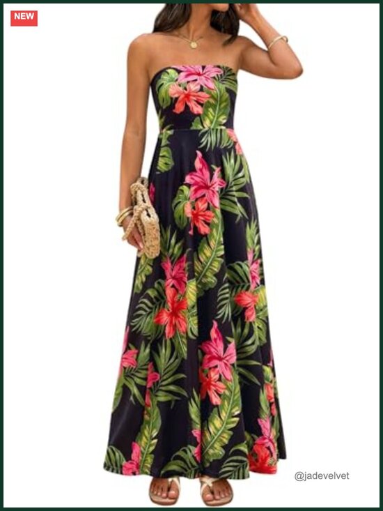 Dresses & Skirts - Sleeveless Floral Maxi Dress Tube Top Flow